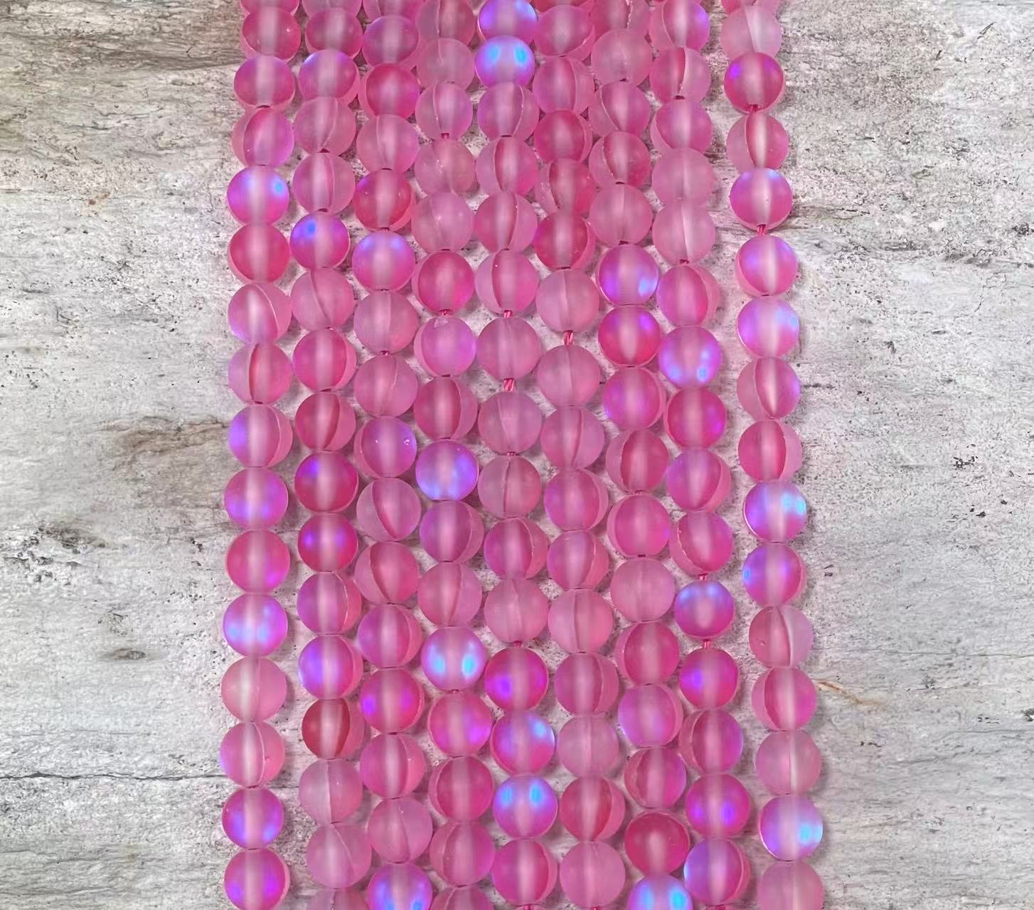 Matte Mermaid Glass Beads aka Mystic Aura Quartz, Round 6mm 8mm