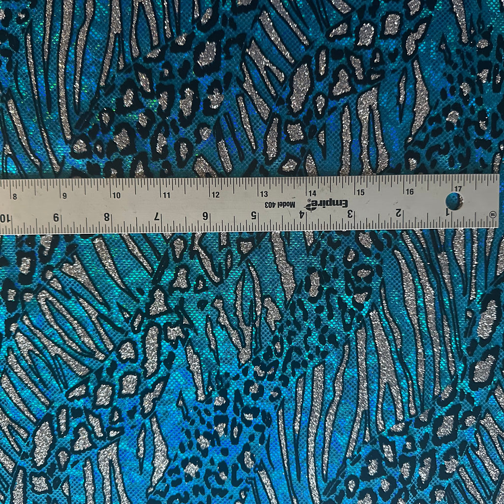Cheetah Metallic Flocking Hologram Glitter Fabric in Nylon Spandex | Spandex Palace
