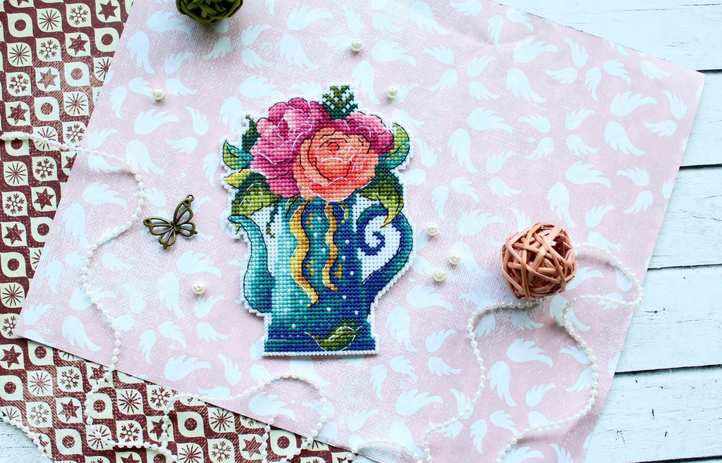 Flowers Of Love SR-575 Plastic Canvas Counted Cross Stitch Kit